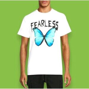 Fearless DOM Unisex Butterfly Short Sleeve Graphic T-Shirt Tee White Large